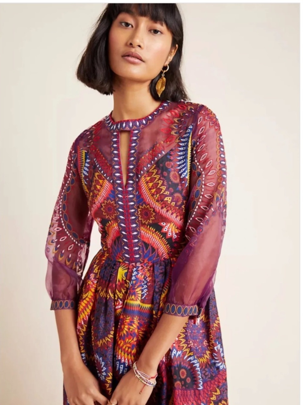 Anthropologie Maren printed keyhole Maxi dress size 8